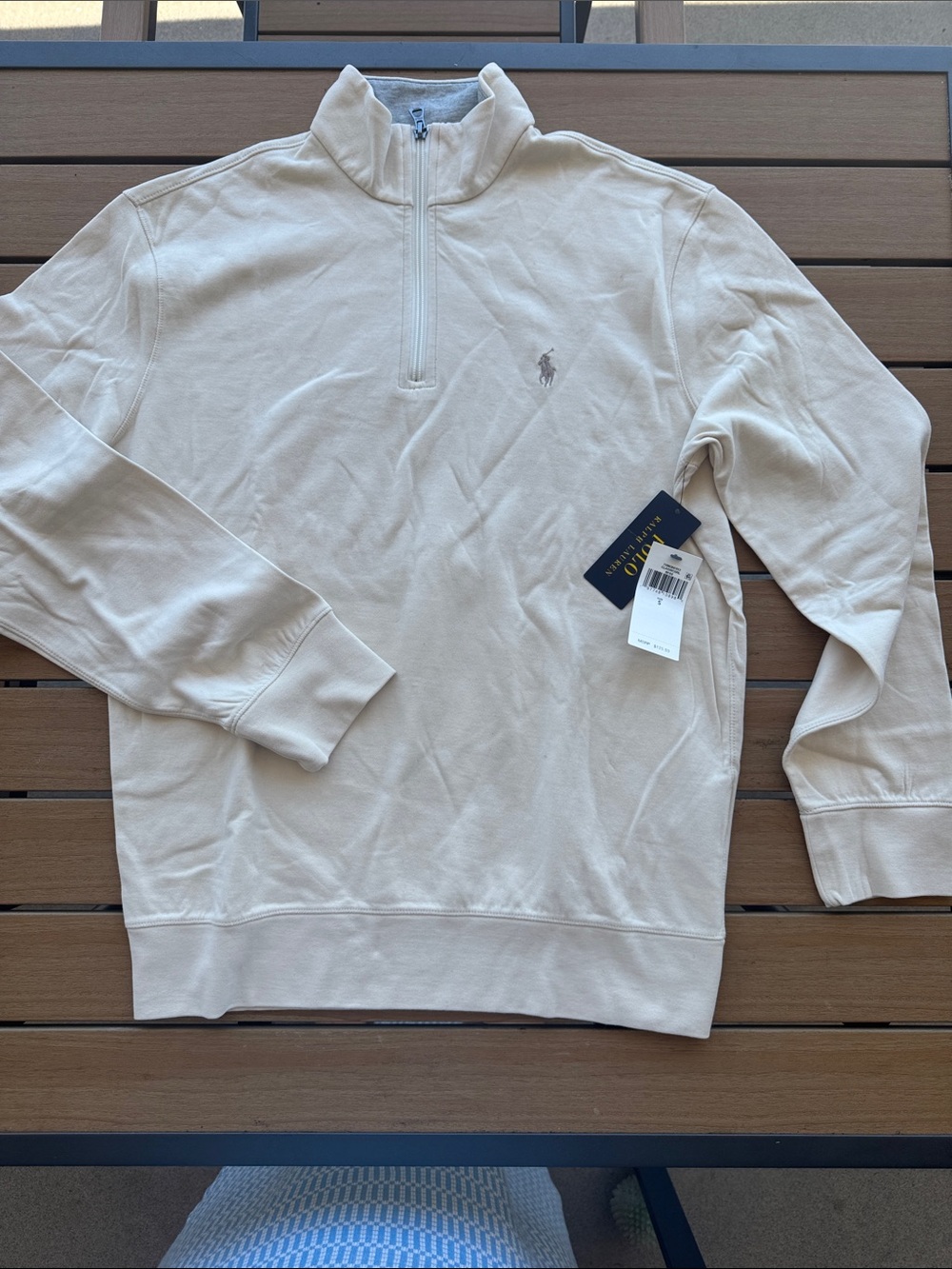 🐴NWT Polo by Ralph Lauren Men's Cream 1/4 Zip Pullover Sweater🐴